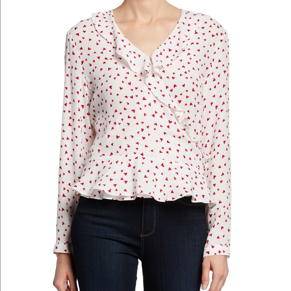 Rails Simone Heart Long sleeve Ruffle Wrap Blouse